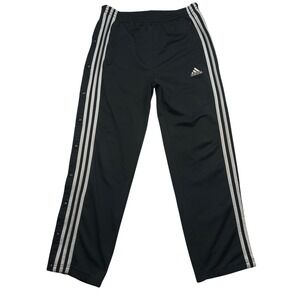 Adidas Mens XS Tearaway Track Pants Black White 3-Stripe Snap Side Vintage 90s